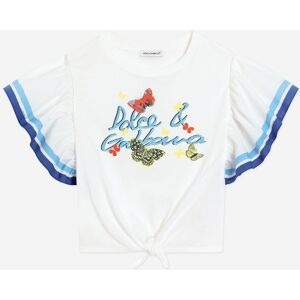 Dolce & Gabbana Girls Butterfly Logo Top In White - Size 14y