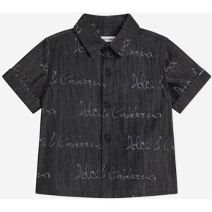 Dolce & Gabbana Baby Boys Chambray Logo Shirt In Navy - Blue - Size 18-24m