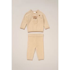 Rock A Bye Baby True Knit Cardigan, Trouser Outfit Set - Beige - Size 6-12m