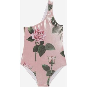 Dolce & Gabbana Girls Rose Print Swimsuit In Pink - Size 14y