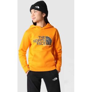 The North Face Childrens Unisex Kids Drew Peak Overhead Hoodie In Orange Fleece - Size Large The North Face Childrens Unisex Kids Drew Peak Overhead Hoodie In Orange Fleece - Size Large