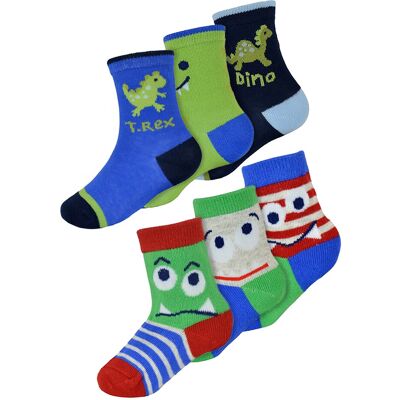 Sock Snob 6 Pack Baby Boys Monsters Dinosaur Design Pattern Socks Sock Snob 6 Pack Baby Boys Monsters Dinosaur Design Pattern Socks