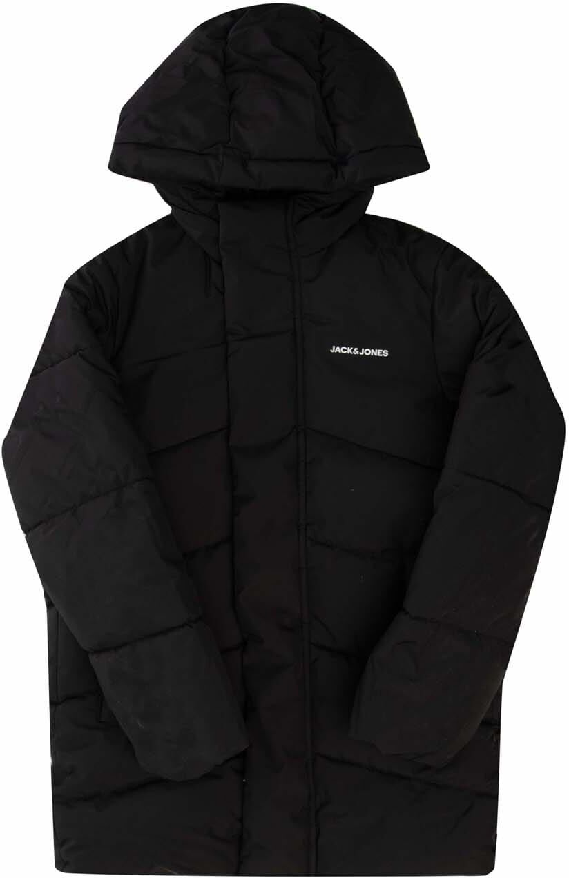 Jack & Jones Boys Boy'S And Otis Long Puffer Hooded Jacket In Black - Size 9-10y