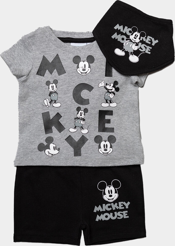 Disney Baby Boy Mickey Mouse Classic 3-Piece Outfit - Black Cotton - Size 6-12m