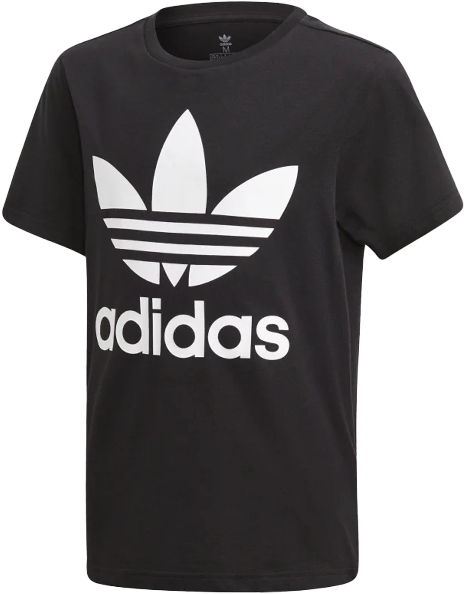 Adidas Childrens Unisex Originals Short Sleeve Crew Neck Black/white Kids Trefoil T-Shirt Dv2905 Cotton - Size 8-9y