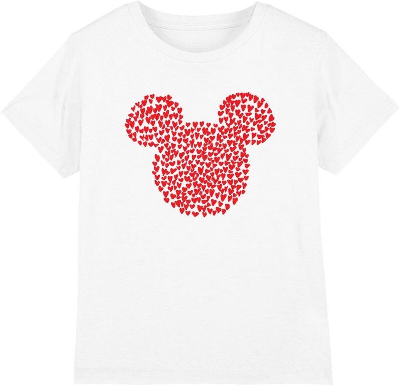 Disney Kids Unisex Childrens/kids Mickey Mouse Heart Ears Silhouette Valentine`S Day T-Shirt (White) Cotton - Size 5-6y