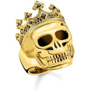 Thomas Sabo Unisex Skull Crown Ring In Black/gold Recycled Material - Size K