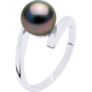 Ateliers Saint Germain Womens Ring Prestige Silver 925 Rhodium Plated - Real Cultured Tahiti Pearl Round 7-8 Mm - Black - Size K Ateliers Saint Germain Womens Ring Prestige Silver 925 Rhodium Plated - Real Cultured Tahiti Pearl Round 7-8 Mm - Black - Size K