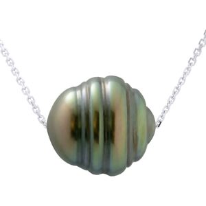 Ateliers Saint Germain Womens Necklace Real Cultured Tahiti Pearl Passing Through Circled 10-11 Mm - White White Gold - One Size Ateliers Saint Germain Womens Necklace Real Cultured Tahiti Pearl Passing Through Circled 10-11 Mm - White White Gold - One Size