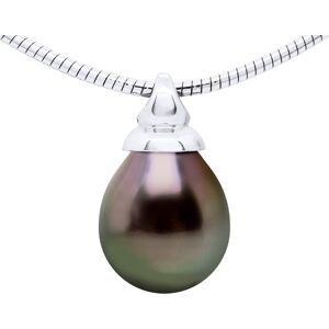 Ateliers Saint Germain Womens Necklace Omega Real Cultured Tahiti Pearl Pear 9-10 Mm - Black Silver - One Size Ateliers Saint Germain Womens Necklace Omega Real Cultured Tahiti Pearl Pear 9-10 Mm - Black Silver - One Size