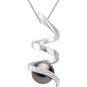 Ateliers Saint Germain Womens Pendant Spiral Diamonds 0,06 Cts - Quality Hsi - White Gold - Real Cultured Tahiti Pearl Round 7-8 Mm - One Size Ateliers Saint Germain Womens Pendant Spiral Diamonds 0,06 Cts - Quality Hsi - White Gold - Real Cultured Tahiti Pearl Round 7-8 Mm - One Size