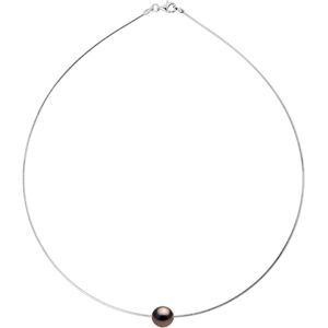 Ateliers Saint Germain Womens Necklace Omega Of Silver 925 Rhodium Plated And Real Cultured Tahiti Pearl Round 9-10 Mm - One Size Ateliers Saint Germain Womens Necklace Omega Of Silver 925 Rhodium Plated And Real Cultured Tahiti Pearl Round 9-10 Mm - One Size