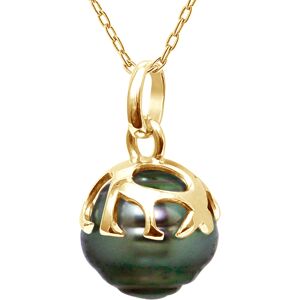 Ateliers Saint Germain Womens Beaded Pendant Ethnic - Real Cultured Tahiti Pearl Circled 9-10 Mm - Yellow Gold - One Size Ateliers Saint Germain Womens Beaded Pendant Ethnic - Real Cultured Tahiti Pearl Circled 9-10 Mm - Yellow Gold - One Size
