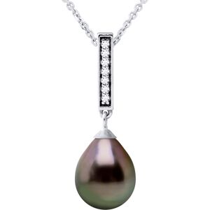 Ateliers Saint Germain Womens Necklace Jewelry - Real Cultured Tahiti Pearl Pear 8-9 Mm - Black Silver - One Size Ateliers Saint Germain Womens Necklace Jewelry - Real Cultured Tahiti Pearl Pear 8-9 Mm - Black Silver - One Size