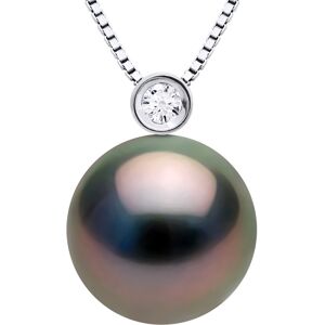 Ateliers Saint Germain Womens Necklace Jewelry Prestige Diamond 0.03 Cts - Closed Set - Real Cultured Tahiti Pearl Round 10-11 Mm - Black White Gold - One Size Ateliers Saint Germain Womens Necklace Jewelry Prestige Diamond 0.03 Cts - Closed Set - Real Cultured Tahiti Pearl Round 10-11 Mm - Black White Gold - One Size