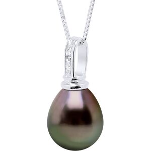 Ateliers Saint Germain Womens Pendant Prestige White Gold 375 & Diamond 0.03 Cts - Real Cultured Tahiti Pearl Pear 10-11 Mm - One Size Ateliers Saint Germain Womens Pendant Prestige White Gold 375 & Diamond 0.03 Cts - Real Cultured Tahiti Pearl Pear 10-11 Mm - One Size