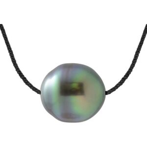 Ateliers Saint Germain Womens Necklace Love Links In Twisted Nylon Of Black Color Adorned With A Real Cultured Tahiti Pearl Circled 9-10 Mm Silver - One Size Ateliers Saint Germain Womens Necklace Love Links In Twisted Nylon Of Black Color Adorned With A Real Cultured Tahiti Pearl Circled 9-10 Mm Silver - One Size