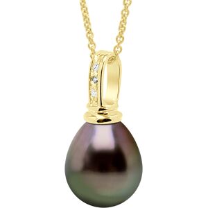 Ateliers Saint Germain Womens Pendant Prestige Yellow Gold 375 & Diamond 0.03 Cts - Real Cultured Tahiti Pearl Pear 10-11 Mm - One Size Ateliers Saint Germain Womens Pendant Prestige Yellow Gold 375 & Diamond 0.03 Cts - Real Cultured Tahiti Pearl Pear 10-11 Mm - One Size