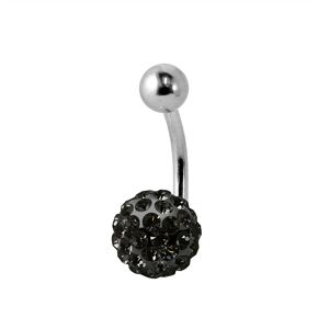 Diadema Womens - Piercing - Black Crystal Ball - Love Jewelry Collection Silver Sterling - One Size Diadema Womens - Piercing - Black Crystal Ball - Love Jewelry Collection Silver Sterling - One Size
