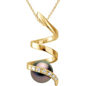 Ateliers Saint Germain Womens Pendant Spiral Diamonds 0,06 Cts - Quality Hsi - Yellow Gold - Real Cultured Tahiti Pearl Round 7-8 Mm - One Size Ateliers Saint Germain Womens Pendant Spiral Diamonds 0,06 Cts - Quality Hsi - Yellow Gold - Real Cultured Tahiti Pearl Round 7-8 Mm - One Size