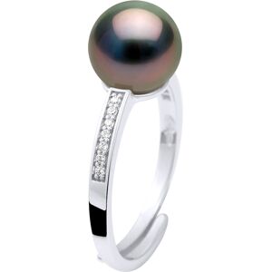 Ateliers Saint Germain Womens Ring Jewelry - Real Cultured Tahiti Pearl Round 8-9 Mm - Black Silver - One Size Ateliers Saint Germain Womens Ring Jewelry - Real Cultured Tahiti Pearl Round 8-9 Mm - Black Silver - One Size