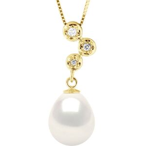 Ateliers Saint Germain Womens Necklace Jewelry Diamonds 0,06 Cts - Quality Hsi Yellow Gold And Real Cultured Freshwater Pearl Pear 9-10 Mm - One Size Ateliers Saint Germain Womens Necklace Jewelry Diamonds 0,06 Cts - Quality Hsi Yellow Gold And Real Cultured Freshwater Pearl Pear 9-10 Mm - One Size