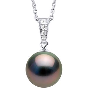 Ateliers Saint Germain Womens Necklace Prestige Jewelry - Real Cultured Tahiti Pearl Round 10-11 Mm - Black Silver - One Size Ateliers Saint Germain Womens Necklace Prestige Jewelry - Real Cultured Tahiti Pearl Round 10-11 Mm - Black Silver - One Size