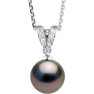 Ateliers Saint Germain Womens Necklace Prestige Jewelry - Real Cultured Tahiti Pearl Round 9-10 Mm - Black Silver - One Size Ateliers Saint Germain Womens Necklace Prestige Jewelry - Real Cultured Tahiti Pearl Round 9-10 Mm - Black Silver - One Size