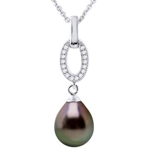 Ateliers Saint Germain Womens Necklace Jewelry - Real Cultured Tahiti Pearl Pear 8-9 Mm - Black Silver - One Size Ateliers Saint Germain Womens Necklace Jewelry - Real Cultured Tahiti Pearl Pear 8-9 Mm - Black Silver - One Size