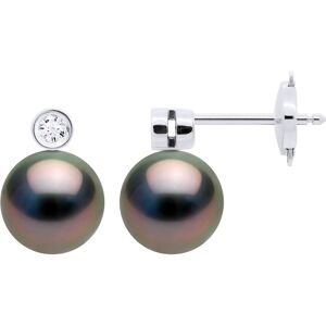 Ateliers Saint Germain Womens Earrings Jewelry Prestige Diamonds 0.06 Cts - Closed Set 2 X 0,03 Cts - With Real Cultured Tahiti Pearls Round 8-9 Mm - Silver White Gold - One Size Ateliers Saint Germain Womens Earrings Jewelry Prestige Diamonds 0.06 Cts - Closed Set 2 X 0,03 Cts - With Real Cultured Tahiti Pearls Round 8-9 Mm - Silver White Gold - One Size
