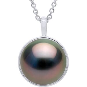 Ateliers Saint Germain Womens Necklace Beaded Pendant Yellow Gold Surroundings Covered With Diamonds - Real Cultured Tahiti Pearl Round 10-11 Mm - White - One Size Ateliers Saint Germain Womens Necklace Beaded Pendant Yellow Gold Surroundings Covered With Diamonds - Real Cultured Tahiti Pearl Round 10-11 Mm - White - One Size