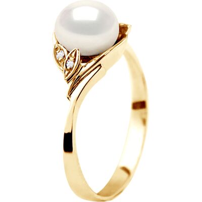 Diadema White Pearl Ring - 7-8mm Freshwater Pearls - Gold - Size T - Ring Diadema White Pearl Ring - 7-8mm Freshwater Pearls - Gold - Size T - Ring
