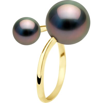 Ateliers Saint Germain Women's Ring Duo - Yellow Gold - Tahiti Pearls - Size I Ateliers Saint Germain Women's Ring Duo - Yellow Gold - Tahiti Pearls - Size I