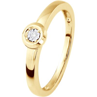 Diadema Diamond Solitaire Ring - 0.010 Cts - Size 48-60 - Yellow Gold Diadema Diamond Solitaire Ring - 0.010 Cts - Size 48-60 - Yellow Gold