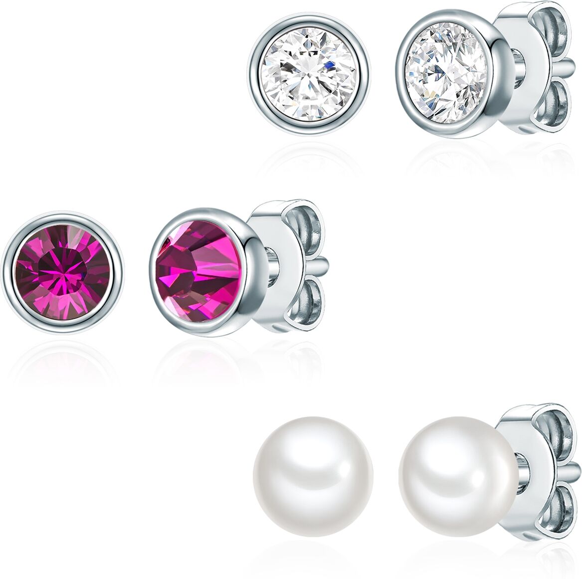 Rafaela Donata Womens Stud Earring Sterling Silver Freshwater Cultured Pearl White Embellished With Swarovski Crystals Wh - One Size