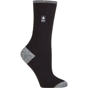 Heat Holders Womens - Ladies Ultra Lite Thermal Brushed Inner Yarn Design Socks - Black / White (Oia) - Size Uk 4-8
