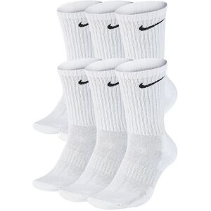 Nike Sx7666 Unisex Everyday Cushion Crew Training Socks (6 Pairs) White Cotton - Size Medium