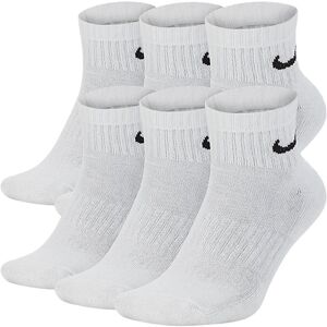 Nike Sx7669 Unisex Everyday Cushion Ankle Training Socks (6 Pairs) White Cotton - Size Medium