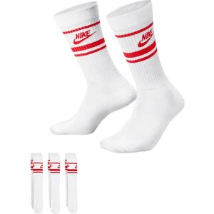 Nike Dx5089 Unisex Dri-Fit Sportswear Everyday Essential Crew Socks (3 Pair) White - White/red - Size X-Large