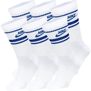 Nike Dx5089 Unisex Dri-Fit Sportswear Everyday Essential Crew Socks (6 Pair) White - White/blue - Size Medium