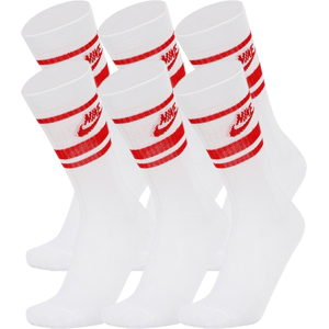 Nike Dx5089 Unisex Dri-Fit Sportswear Everyday Essential Crew Socks (6 Pair) White - White/red - Size X-Large