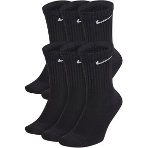 Nike Sx7666 Unisex Everyday Cushion Crew Training Socks (6 Pairs) Black Cotton - Size Small