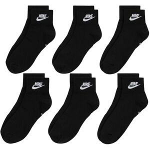 Nike Unisex Everyday Essential Ankle Socks 6 Pairs - Black Cotton - Size Medium