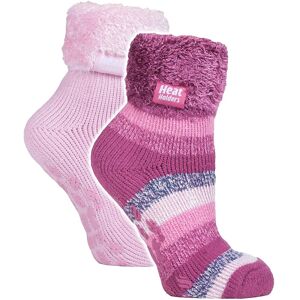 Heat Holders Womens 2 Pack Ladies Soft Lounge Socks With Grips - Multicolour - Size Uk 4-8