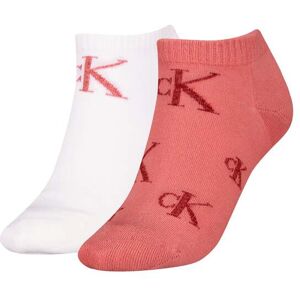 Calvin Klein 2 Pack Trainer Womens Ankle Socks Pink/white - Multicolour Cotton - One Size