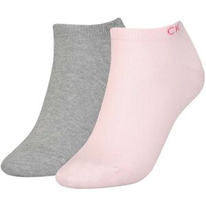 Calvin Klein 2 Pack Womens Ankle Trainer Socks Pink Combo Cotton - One Size