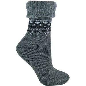 Sock Snob Womens - Ladies Turn Over Top Warm Thermal Winter Nordic Bed Socks - Charcoal Wool - Size Uk 4-6.5 Sock Snob Womens - Ladies Turn Over Top Warm Thermal Winter Nordic Bed Socks - Charcoal Wool - Size Uk 4-6.5