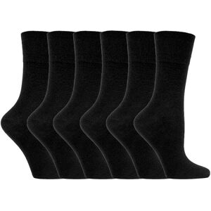Iomi Womens Ladies 6 Pack Non Elastic Diabetic Socks With Hand Linked Toe Seams - Black Cotton - Size Uk 4-6.5 Iomi Womens Ladies 6 Pack Non Elastic Diabetic Socks With Hand Linked Toe Seams - Black Cotton - Size Uk 4-6.5