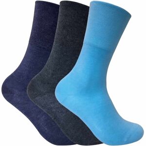 Sock Snob Womens 3 Pack Ladies Non Elastic Thermal Diabetic Socks For Poor Circulation - Blue Cotton - Size Uk 4-6.5 Sock Snob Womens 3 Pack Ladies Non Elastic Thermal Diabetic Socks For Poor Circulation - Blue Cotton - Size Uk 4-6.5