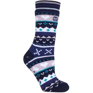 Heat Holders Womens Ladies Fairisle Nordic Winter Non Slip Thermal Slipper Socks - Blue Nylon - Size 4-6.5 Heat Holders Womens Ladies Fairisle Nordic Winter Non Slip Thermal Slipper Socks - Blue Nylon - Size 4-6.5